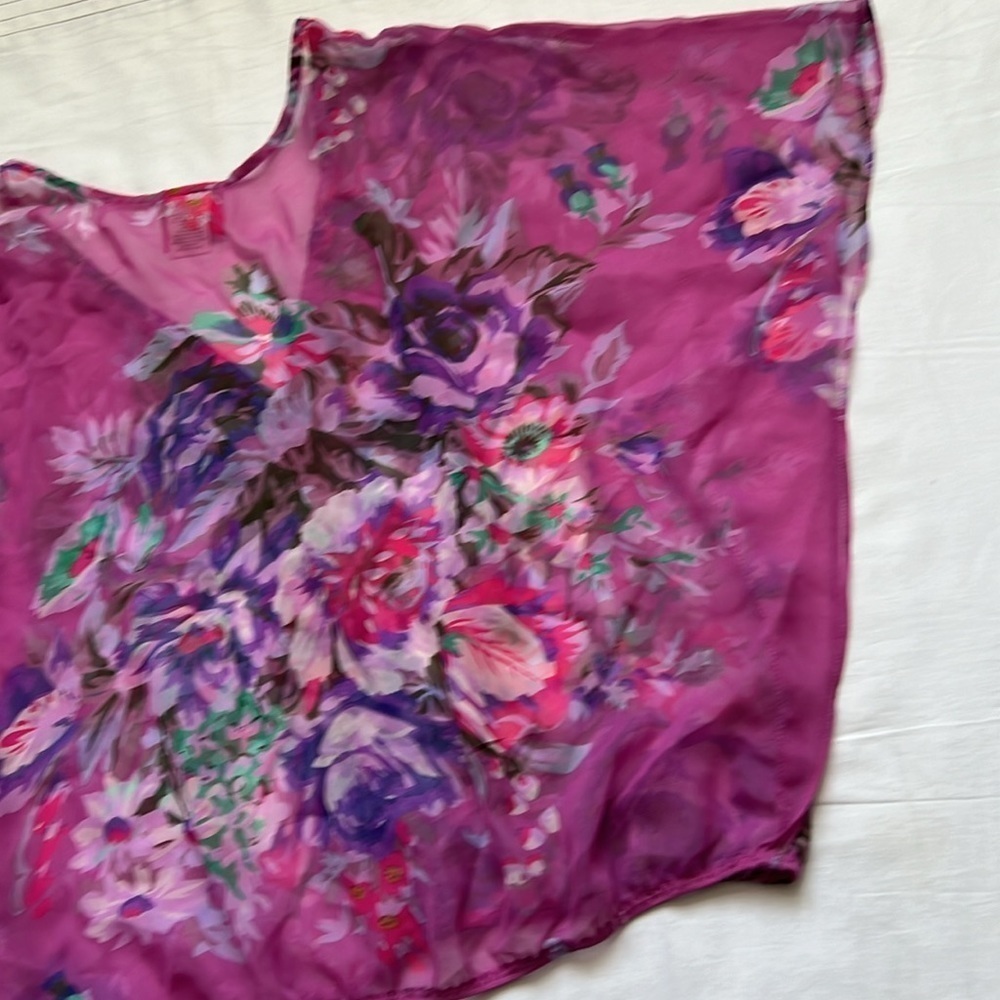 Free People Floral Embellished Sequins V-Neck Sheer Kimono Top - Picture 9 of 10
